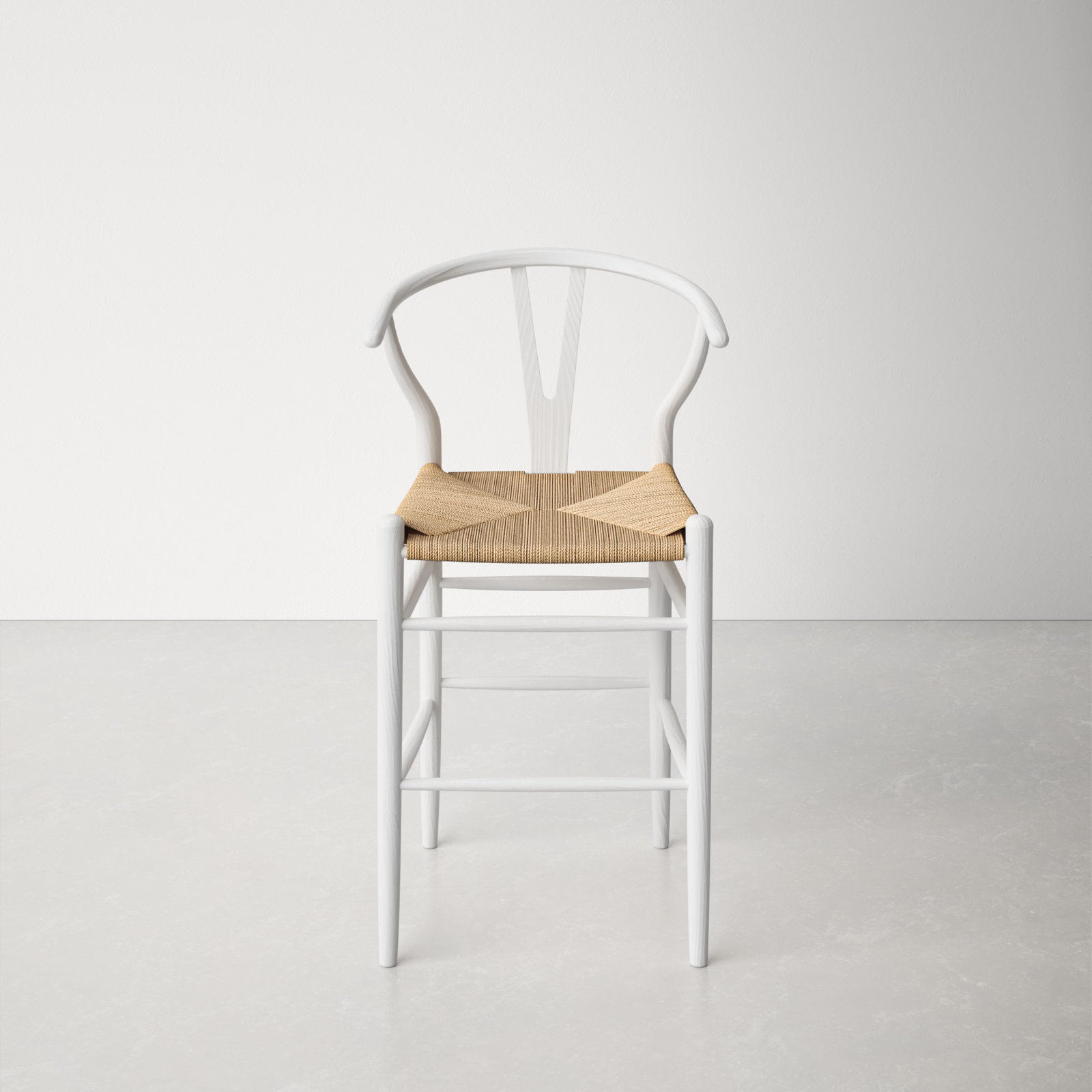 Etta Bar and Counter Stool, White/Natural, Counter Stool (25.75" Seat Height)
