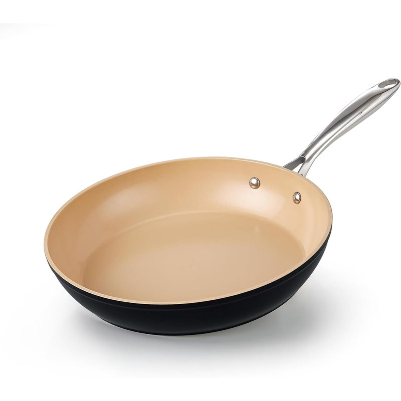 Cooks Standard Hard Anodized Nonstick Frying Classic Ceramic Non Stick Skillet, Induction Cookware Egg Omelette Pan, 9.5-inch, Black-Apricot - Thumbnail 2