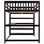 Lit mezzanine double avec tablettes de rangement et bureau sous le lit