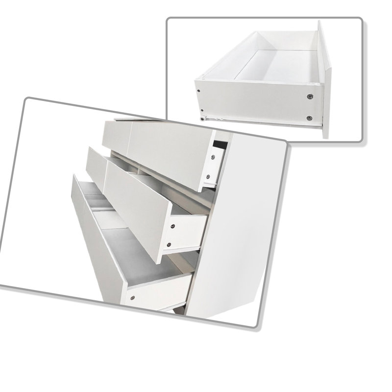 Commode 6 tiroirs Layli, Blanc