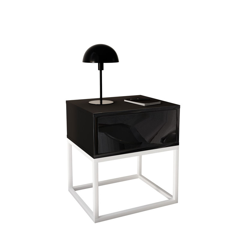 Anessia 45cm W Metal Bedside Table, Black
