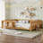 Twin Floor Bed With Slats And Safety Guardrail, Twin Size Montessori Floor Bed With Fence And Built-in Bookshelf, Easy Assemble Montessori Beds For Kids, Girls, Boys,light Natural-1907999159