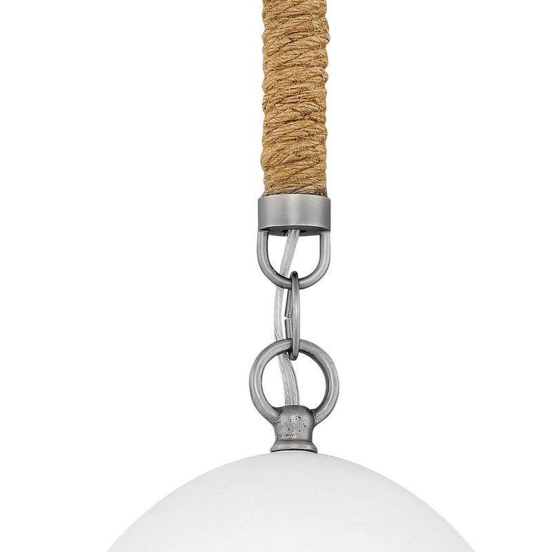 Karissa 1-Light Dimmable Sloped Ceiling Adaptable Pendant, Antique Nickel, White/Gray Stripe