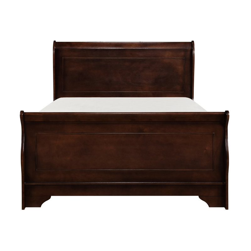 Lit pour chambre double fini cerisier foncé avec cadre classique en bois d'ingénierie avec support de matelas