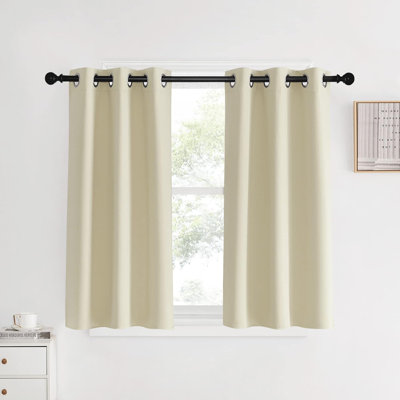 Blackout Small Window Valances, Rustic Farmhouse Curtains Grommet Top Thermal Insulated Window Drapes for Kitchen/Bathroom/Basement, 2 Panels.
