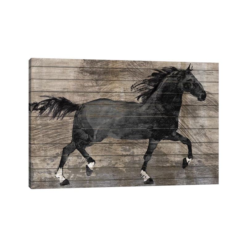 Barnwood Horse by Conrad Knutsen - Wrapped Canvas Painting, 20.32 cm H x 30.48 cm W