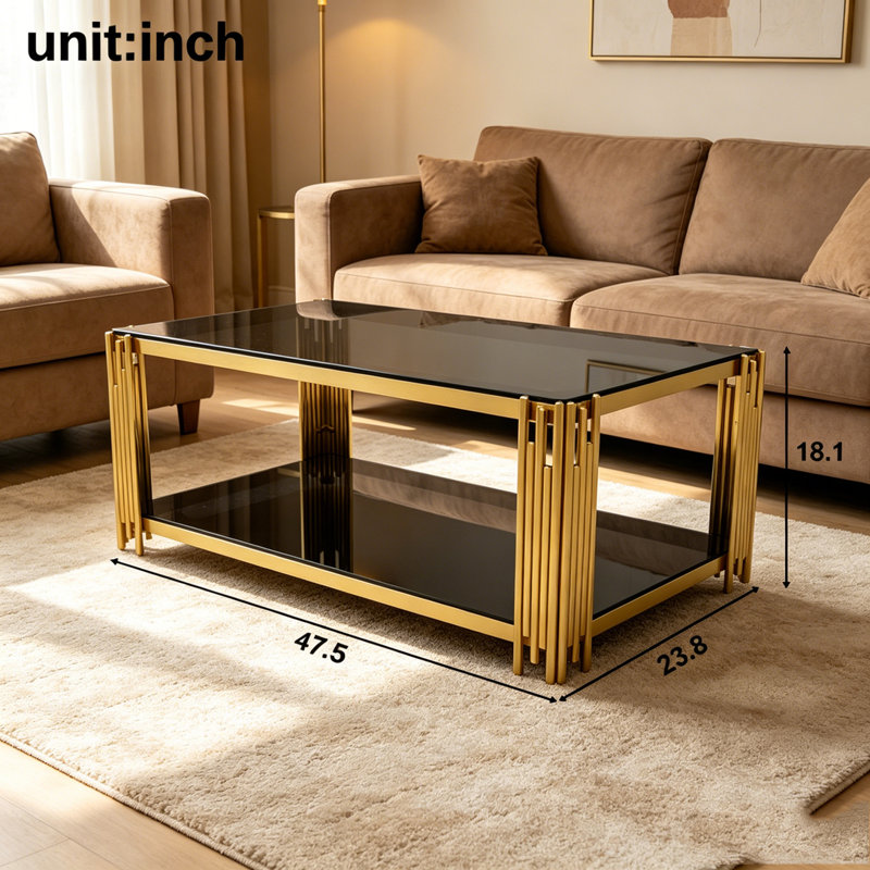 Ensemble de 3 tables de salon avec 1 table basse et 2 tables de bout, Noir, noir, noir, noir