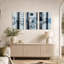 Ensemble de 3 toiles abstraites bleues et grises verticales-489549053