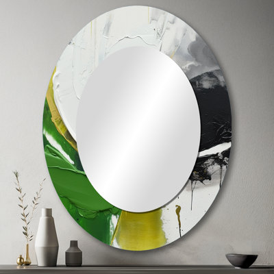 Miroir mural vert et noir Enchantment géométrique II - moderne