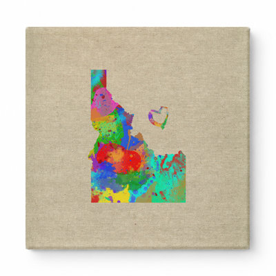 Idaho State Map Watercolor - Art mural sur toile carrée