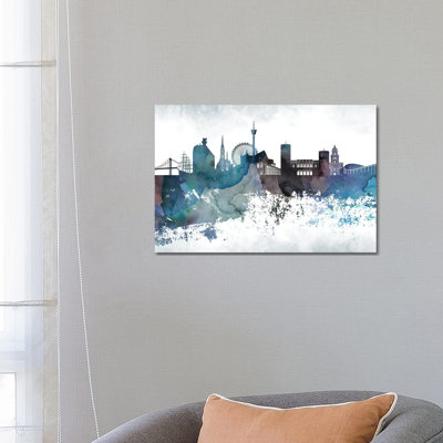 Gothenburg Bluish Skyline by WallDecorAddict - Wrapped Canvas Print