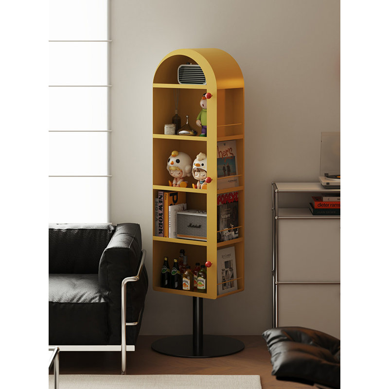 Miroir pleine grandeur rotatif intégré avec bibliothèque et armoire de rangement