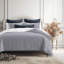 Ensemble de housse de couette à rayures en coton indigo / ivoire Walker-110450237