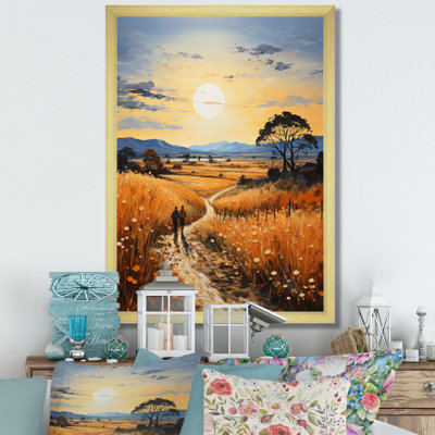 «Vangogh Harvest Time In The Wheat Fields III», encadré sur toile par Vincent Van Gogh, peinture