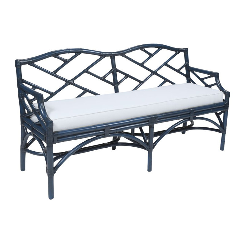 Chippendale Upholstered Bench, Navy