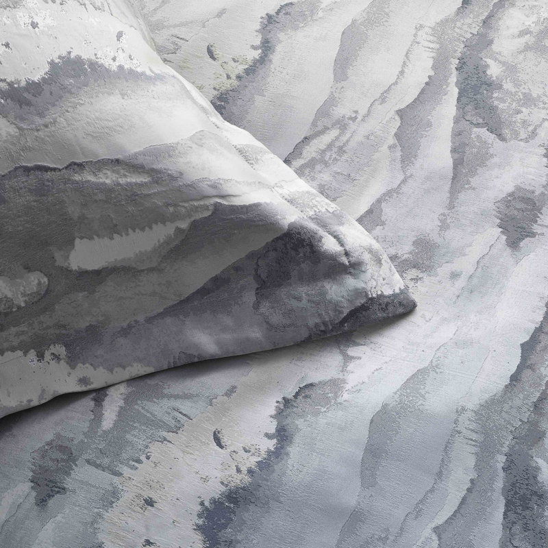 Tempest Coastal Polyester Abstract Duvet Cover, King Duvet Cover + 2 King Shams, Gray