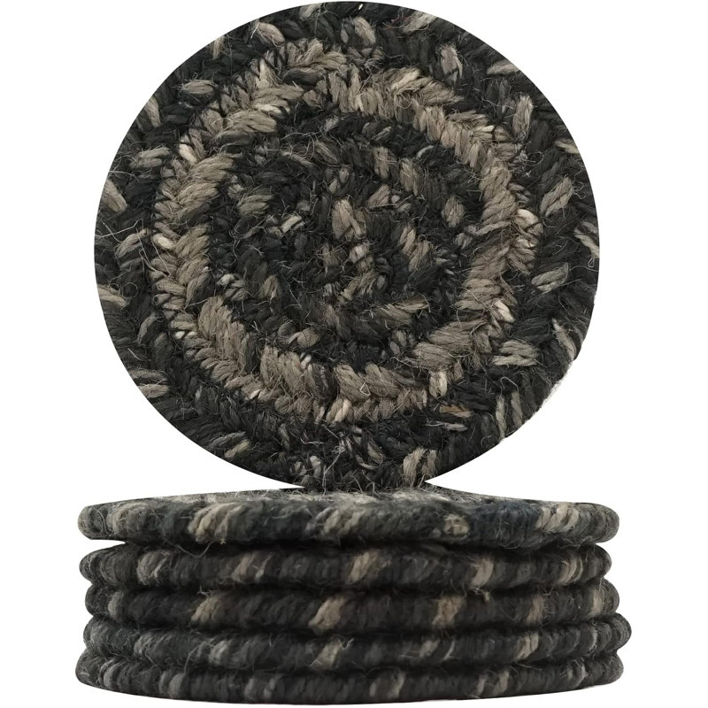 Ensemble de 6 sous-verres en jute de qualité supérieure pour table, Gris / argent / ivoire