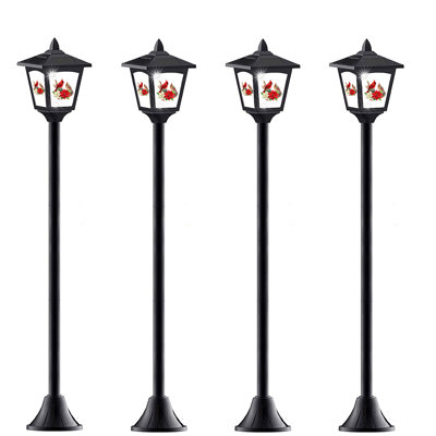 Solar Post Lights With Red Bird Design, 40" Solar-powered Outdoor Decor For Garden, Lawn, Patio & Pathway - 4-pack