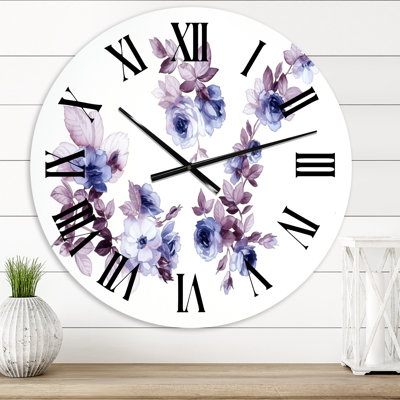 Fleurs sauvages mauves I - Horloge murale traditionnelle
