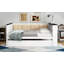 Lit de jour pleine grandeur en bois avec tablettes de rangement, dossier rembourré, USB et lit gigogne, blanc-1396984853