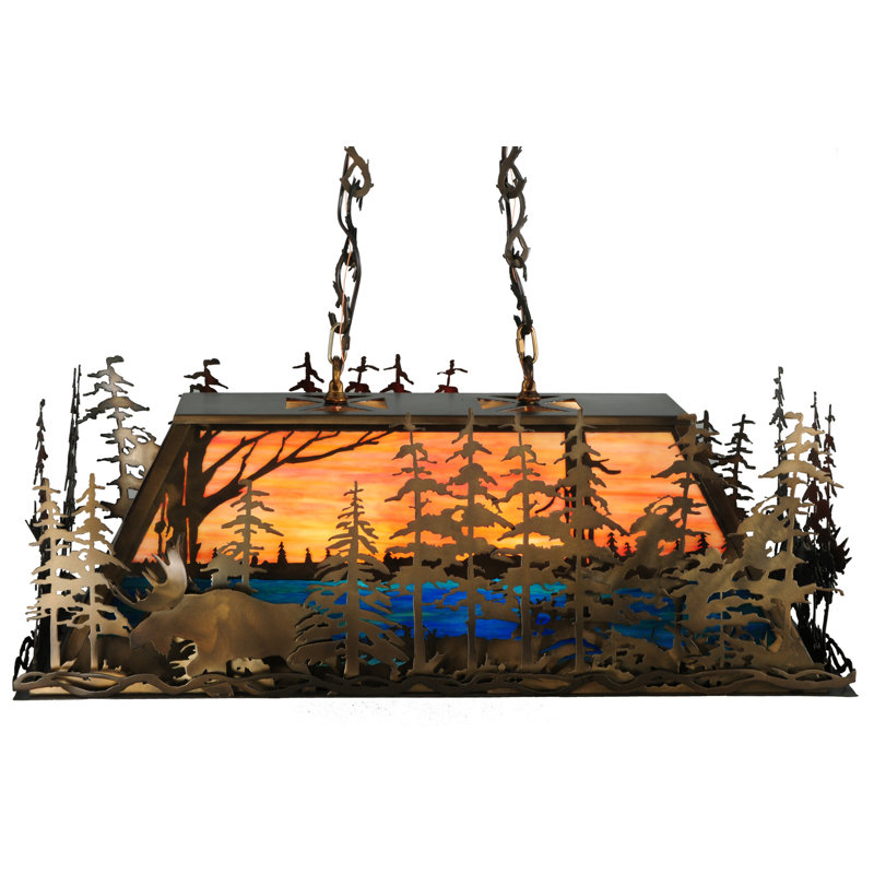 Rustic Lodge 6-Light Glass Moose Pendant