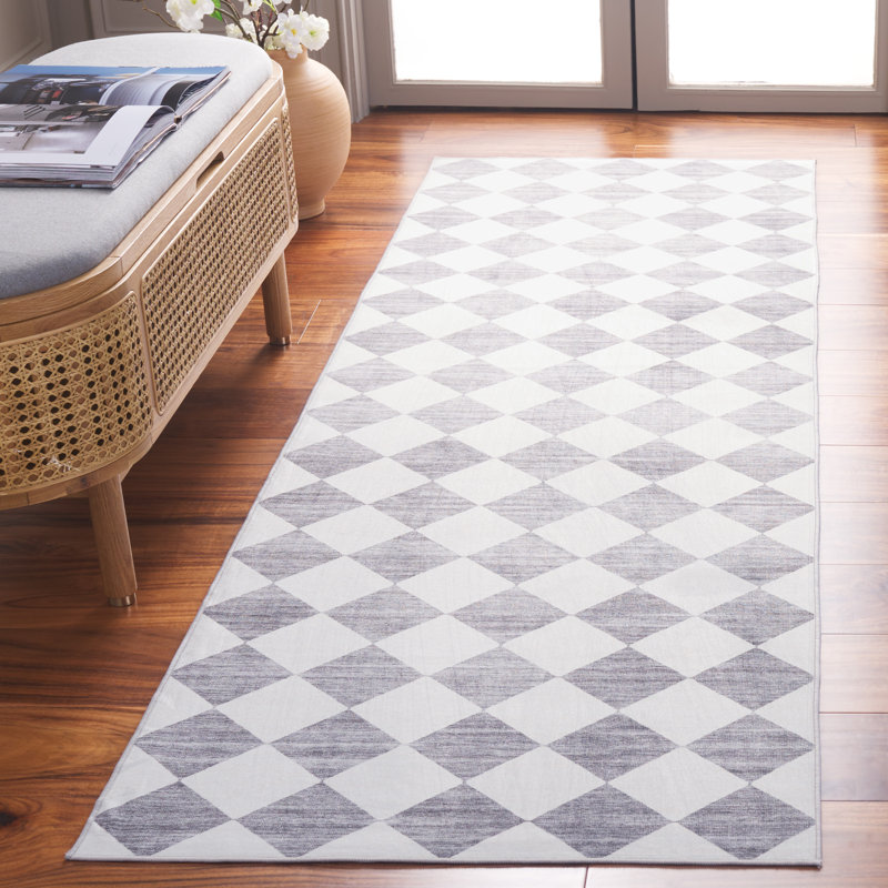 Josalina Clara Performance Machine Washable Checkered Rug, Runner 2'6" x 8'