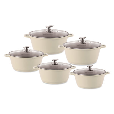 SQ Professional Nea 5 Pieces Aluminium Non-Stick Cookware Set with Glass Lids