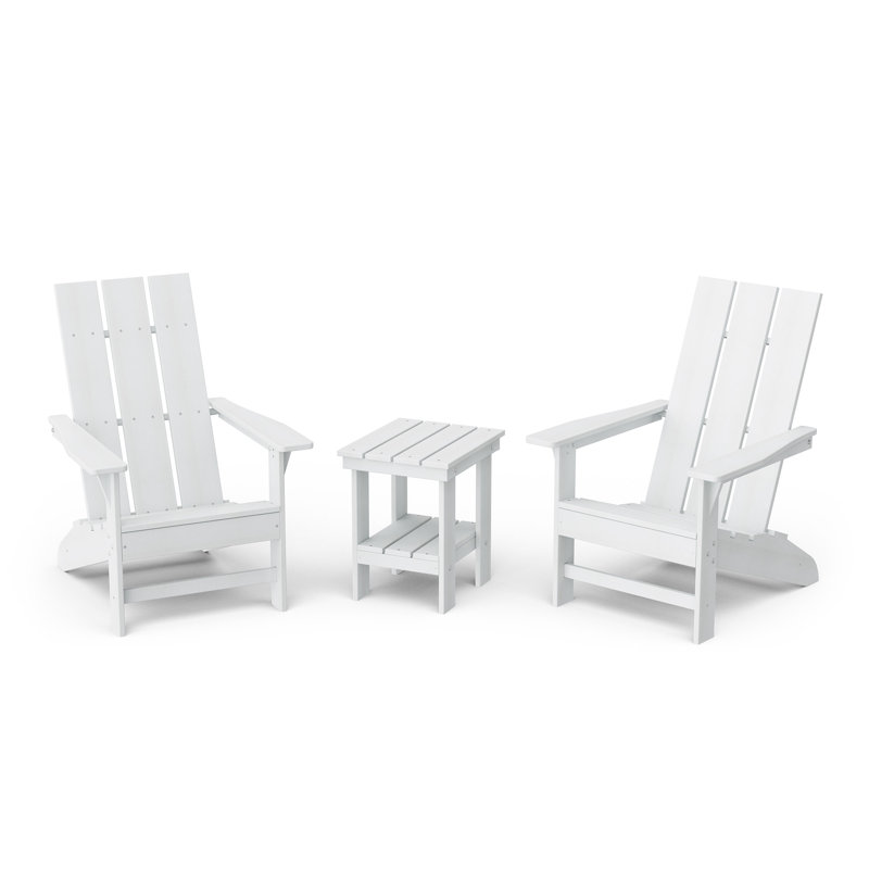 Avilez 3-Piece Modern Adirondack Set With Side Table, White