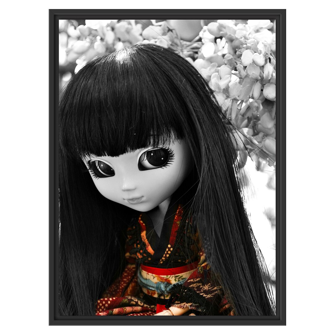 Gerahmtes Wandbild wunderschöne Geisha Pullip