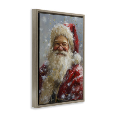 Portrait souriant du père Noël, toile flottante encadrée par Imagine It Images