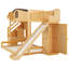 Lit superposé simple au dessus d'un lit double avec escalier de rangement, tablette, glissade et garde-robe, naturel et espresso-2024232870