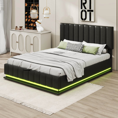 Full Size Upholstered Bed With Hydraulic Storage System And LED Light -  Brayden StudioÂ®, F0A3EFF8B0154A1F9613C6234CD1EB84