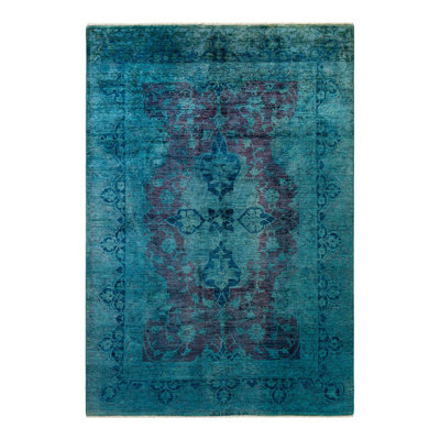 Yohanes One-of-a-Kind 5' 11" X 8' 8" New Age Wool Area Rug Blue