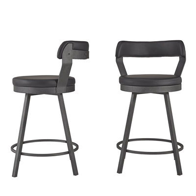 Nicks Swivel Upholstered Faux Leather Counter Stool