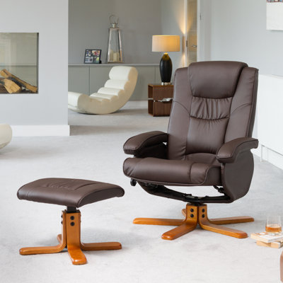 Worthen 73cm Wide Faux Leather Swivel Ergonomic Recliner