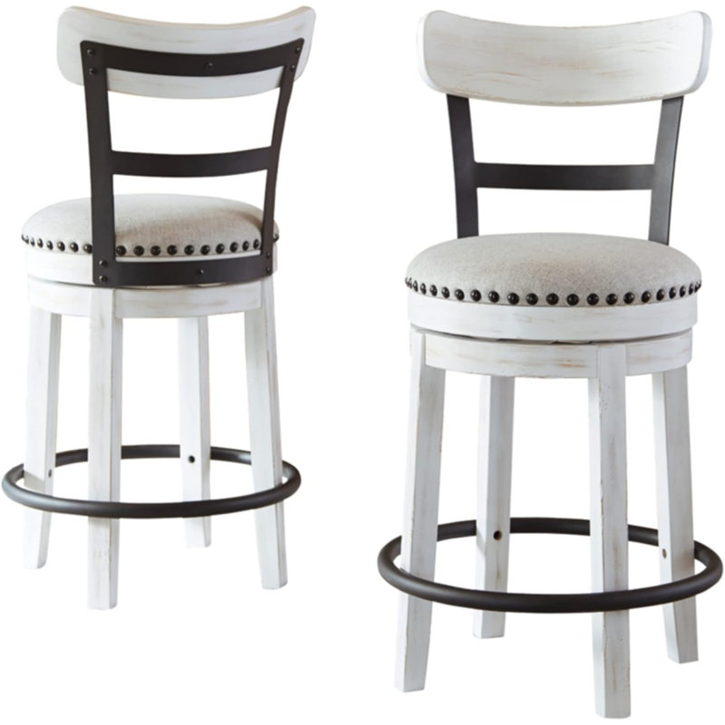 Industrial Cream White Swivel Barstool with Metal & Wood Accents