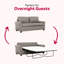 Lit Modern Ports, gris convertible, meubles de salon, lit avec prises de courant, support en mousse contemporain