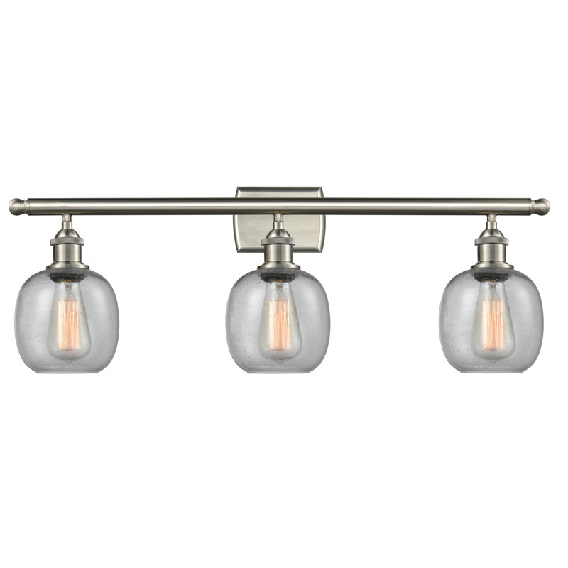Éclairage pour meuble-lavabo à intensité variable Carlucci, Nickel satiné brossé, Transparent