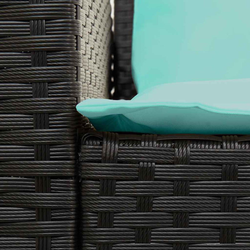 Patio Sofa 5-Seater With Cushions Poly Rattan, Turquoise/Black