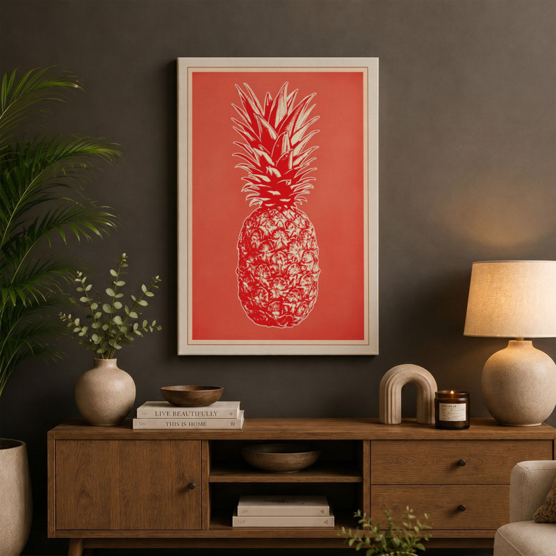Pineapple Crown Minimalist - Wrapped Canvas, 18x12 - 45.7 x 30.5 cm, Ochre Border