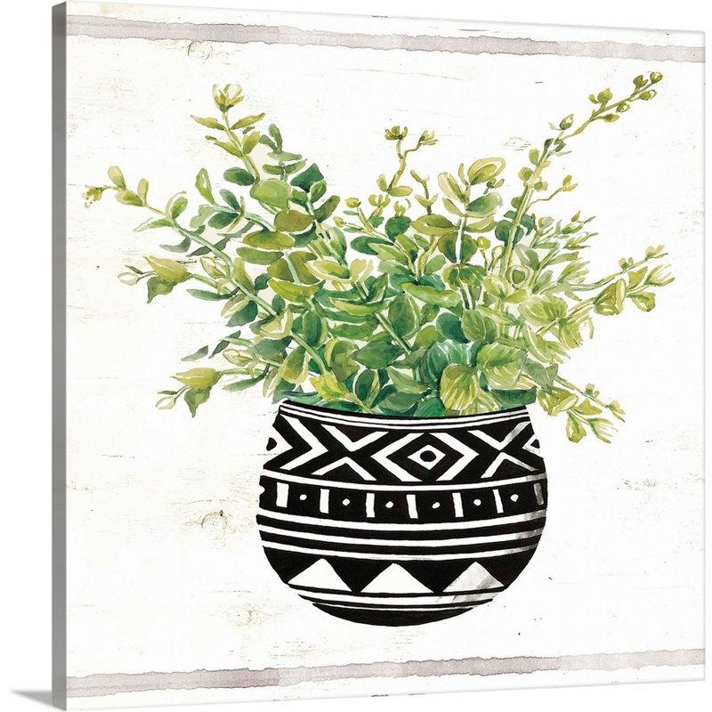 Art mural sur toile Succulent II en tissu boue noir et blanc, Toile tendue, H 36 po x l 36 po x P 1,25 po