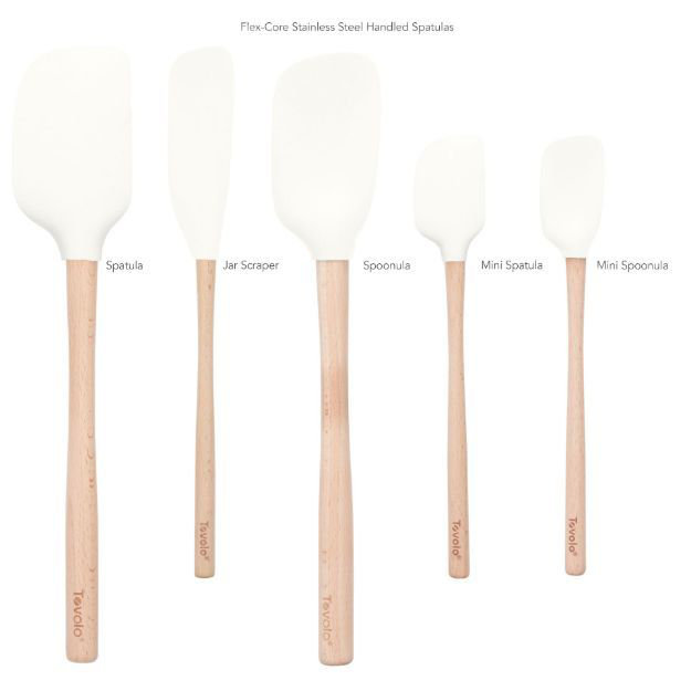 Flex-Core Spatula Wood Handle Set of 5 - White, White