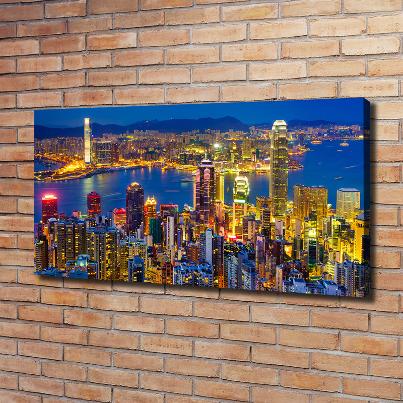 Hong Kong By Night - Wrapped Canvas Print