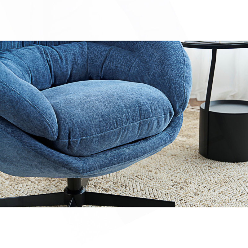 Chaise de bureau moderne, fauteuil club pivotant à 360 ° avec coussin amovible, Bleu marine antique