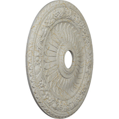 Endurathane Bellona Ceiling Medallion, 23 5/8"OD x 3 5/8"ID x 1 1/8"P (Fits Canopies up to 3 5/8"), Hand-Painted Pot of Cream Crackle Finish