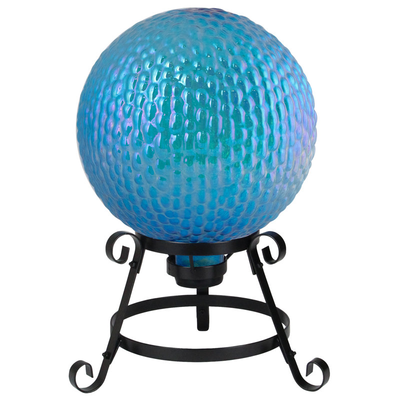 Balle de regard extérieure en verre texturé irisé bleu et mauve 10 po