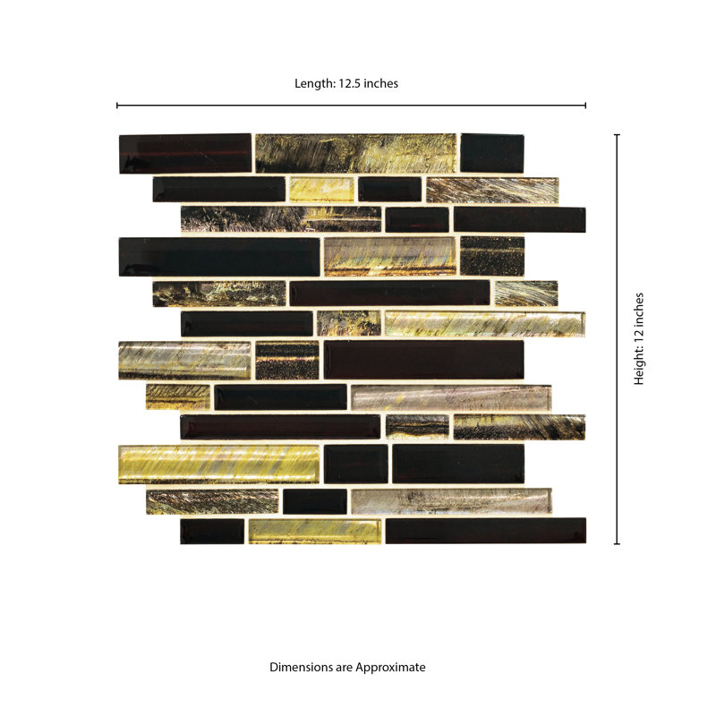 Marrona Interlocking 12 in. x 12 in. Glossy Glass Mosaic Floor and Wall Tile