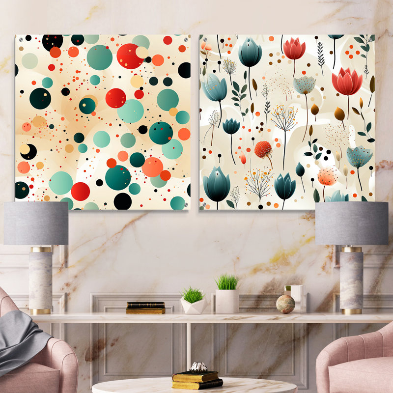 Claborne - Ensemble de 2 peintures murales abstraites en acrylique, H 16 po x l 33 po