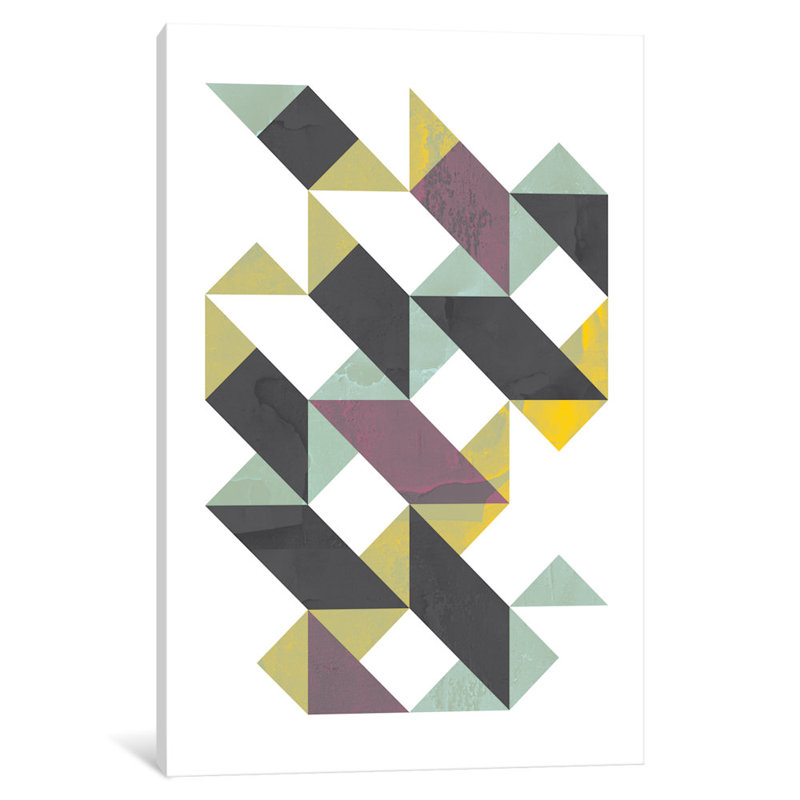 " Triangles I " by Flatowl, 12" H x 8" W x 0.75" D, Wrapped Canvas