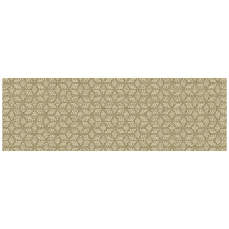 Tapis de cuisine à profil bas Un-Rug Cubics Rube par Matterly, Beige, Rectangle 2 pi x 6 pi